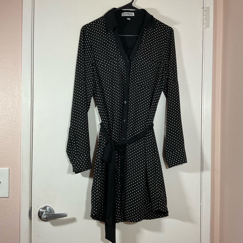 Express Women's Black and White Polka Dot Dress size S